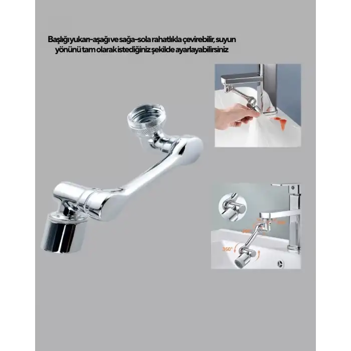 AsilTech Döner Musluk Başlığı Çok Açılı Robotik Kol Su Tasarruflu