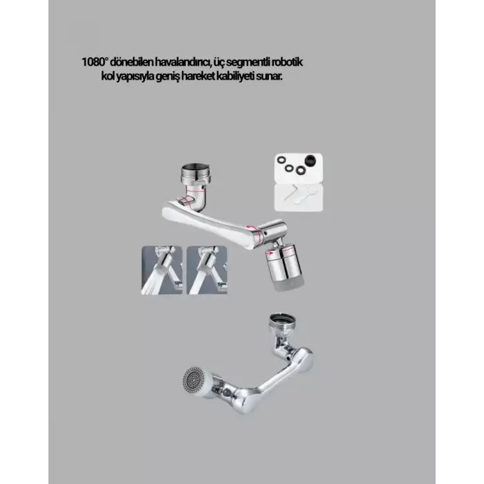 AsilTech Döner Musluk Başlığı Çok Açılı Robotik Kol Su Tasarruflu