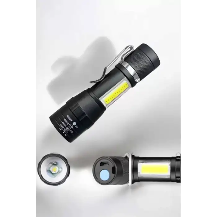 AsilTech El Feneri Led USB Şarjlı Zoom Mini Led Işık Acil Durum Feneri