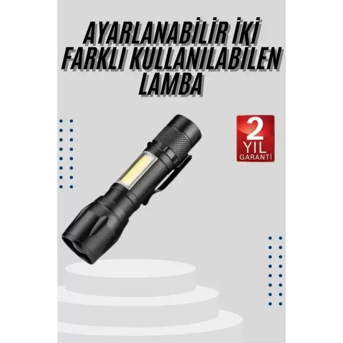 AsilTech EL Feneri Uzun Menzilli Usb Şarj Edilebilir Kamp Lambası