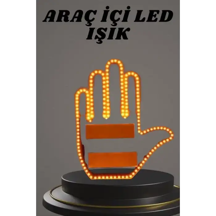 AsilTech El Orta Parmak Led Kumandalı Araç İçi Reflektör Arka Cam El Simgesi