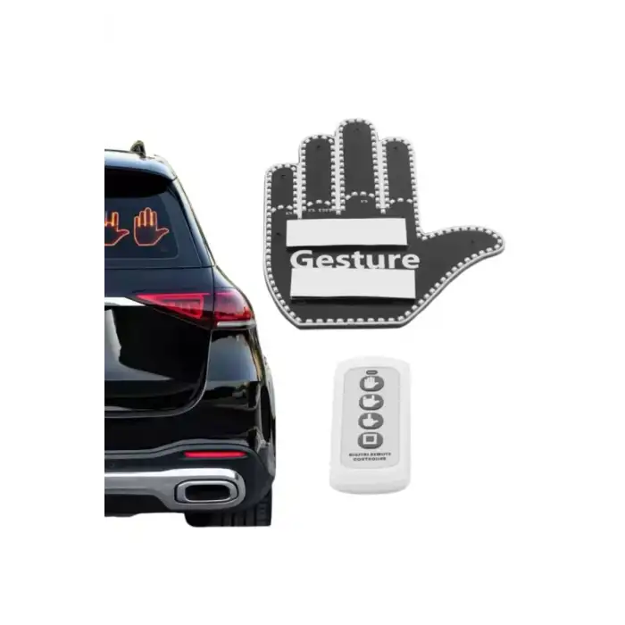 AsilTech El Orta Parmak Led Kumandalı Araç İçi Reflektör Arka Cam El Simgesi