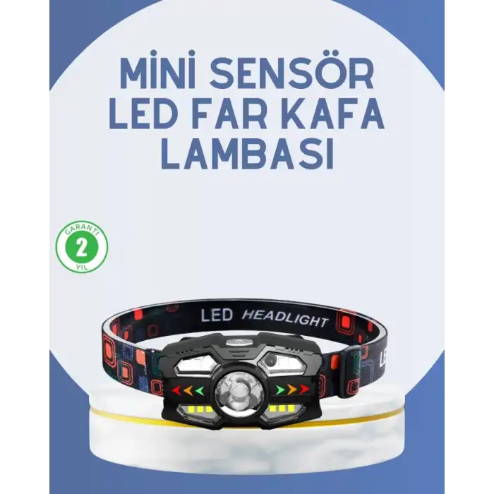 AsilTech El Sensörlü LED Far Suya Dayanıklı Şarjlı Kafa Lambası