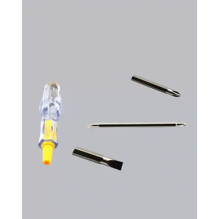 AsilTech Elektrik Test Kalemi Neon Işıklı Nikel Kaplama 110-220V Dirençli