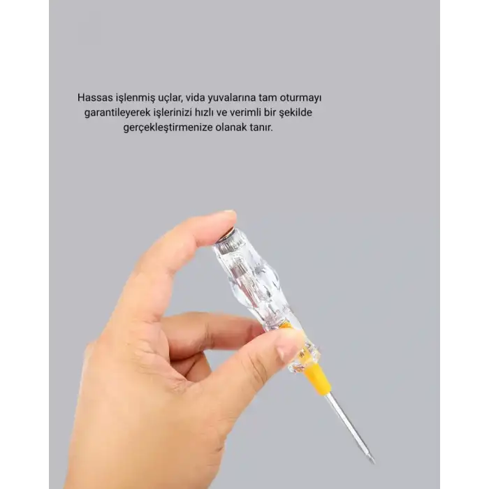 AsilTech Elektrik Test Kalemi Neon Işıklı Nikel Kaplama 110-220V Dirençli