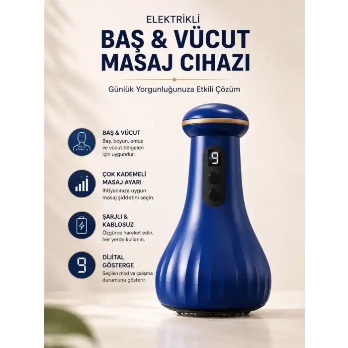 AsilTech Elektrikli Masaj Cihazı Baş, Vücut Kullanımına Uygun