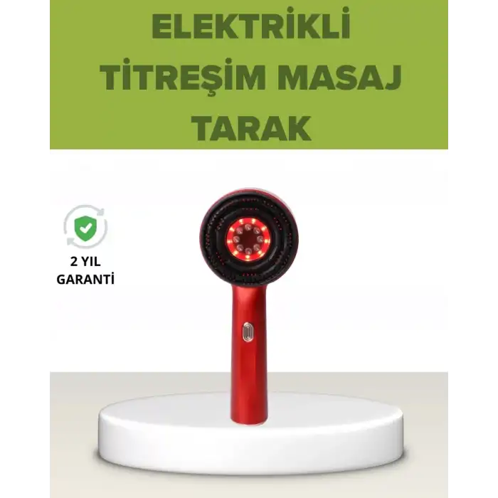 AsilTech Elektrikli Titreşim Masaj Tarak Kırmızı Işık Terapi