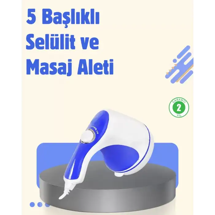 AsilTech Elektrikli Yağ Yakıcı Masaj Aleti 5 Başlıklı Vücut Şekillendirici