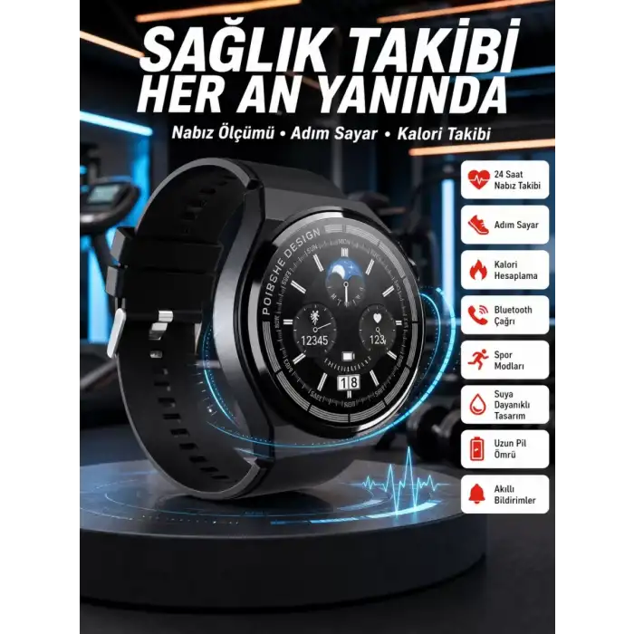 AsilTech En Çok Tercih Edilen Akıllı Saat Amoled Ekran Nabız Sensörü GPS Uyumlu Adımsayar