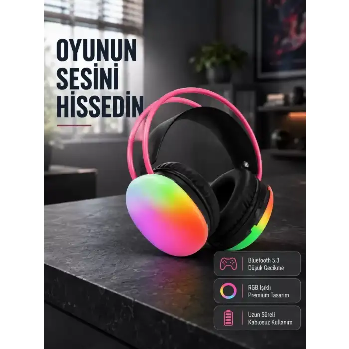 AsilTech Ergonomik RGB Bluetooth Kulaklık 3D Ses Yeni Nesil