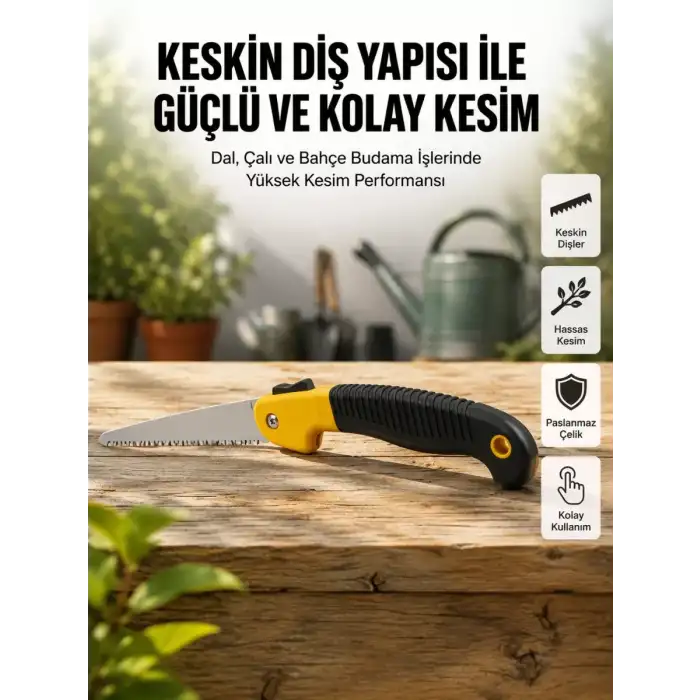 AsilTech Ergonomik Saplı Katlanabilir Budama Testeresi