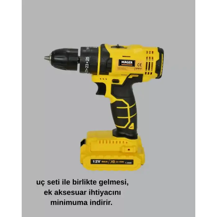 AsilTech Ergonomik Tasarımlı 12V Matkap | 2 Vitesli, LED Aydınlatmalı ve Dayanıklı
