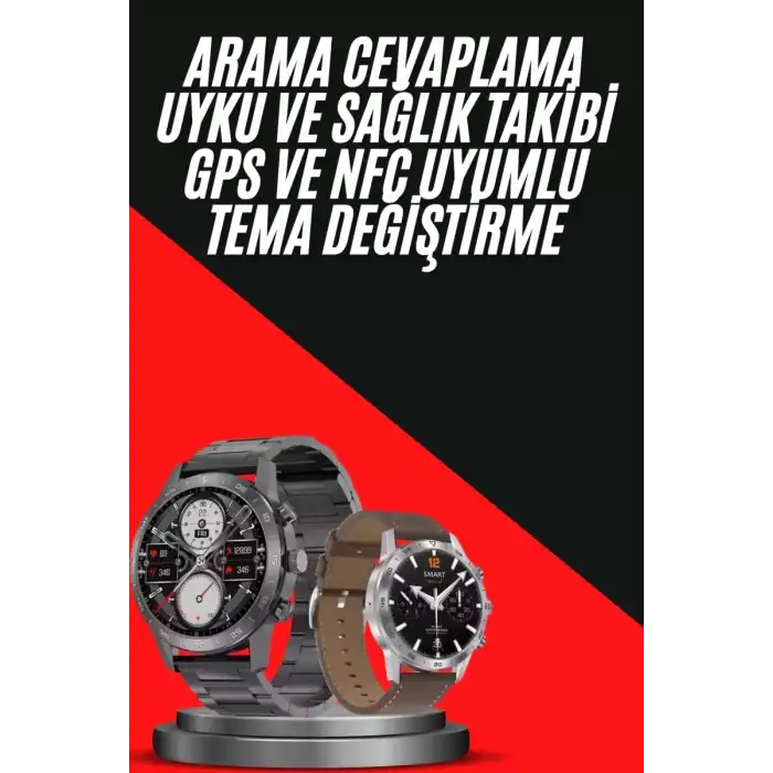 AsilTech Erkeklere Özel Akıllı Saat Çelik Kordon Bluetooth Bağlantılı İOS ve Android Uyumlu