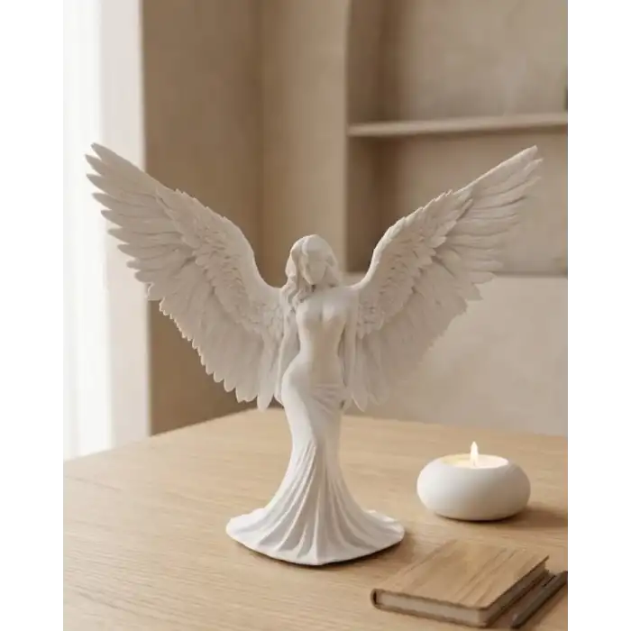 AsilTech Estetik Melek Kadın Figürlü 3D Dekoratif Biblo Modern Salon Dekoru