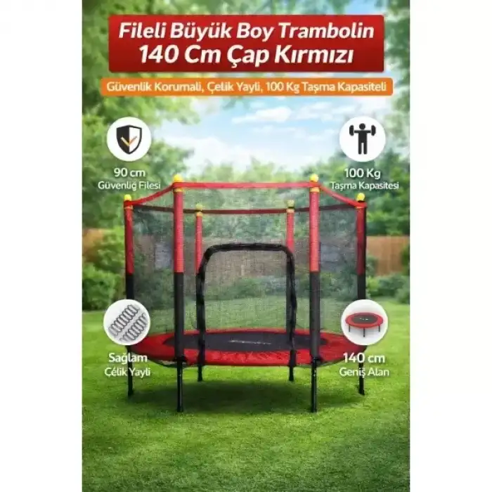 AsilTech Fileli 140 cm Büyük Boy Trambolin