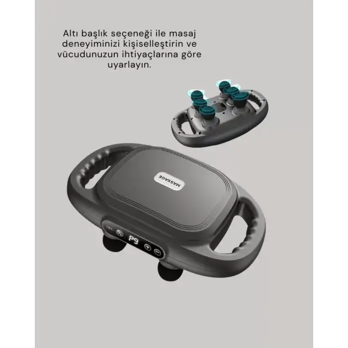AsilTech Fonksiyonlu Şarjlı Masaj Aleti 6 Başlık 2000 mAh Ergonomik Gövde