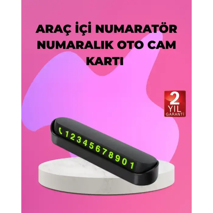 AsilTech Fosforlu Araç İçi Park Kartı Numaratörü