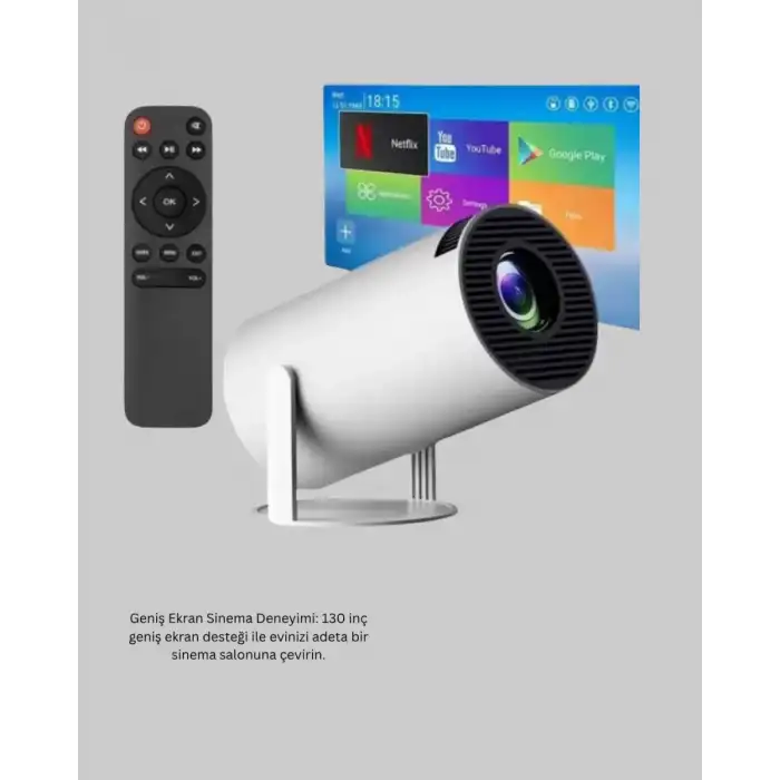 AsilTech Full HD 4K Destekli Akıllı Projeksiyon – 130 inç Ekran, Uzun Ömürlü Ampul ve Çoklu Giriş