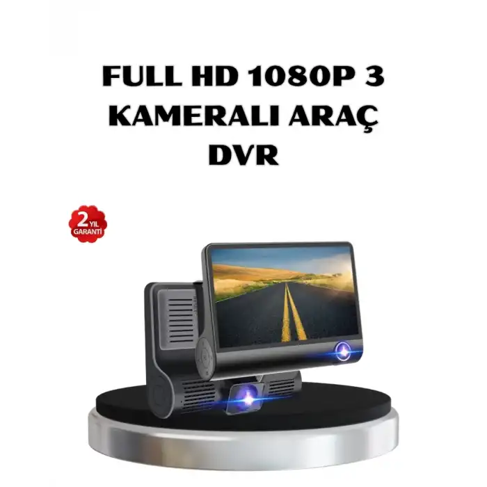 AsilTech Full HD Araç Kamerası 3’lü 4.0” Ekranlı ve HDR Gece Görüşlü