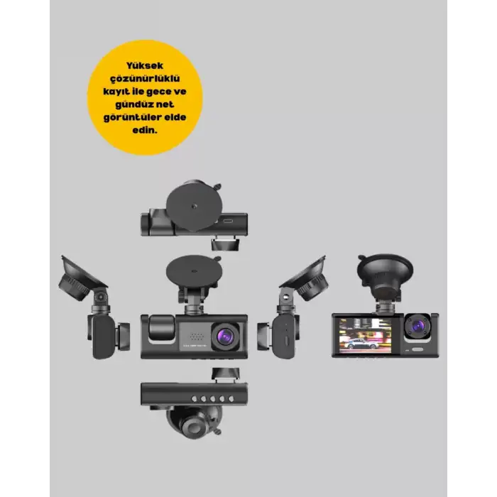 AsilTech Full HD Araç Kamerası  Çift Yönlü Kayıt ve Darbe Sensörü