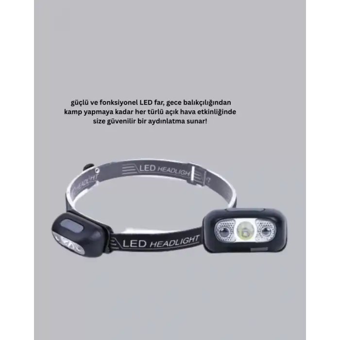 AsilTech Gece Balıkçılığı İçin Ultra Parlak Şarjlı Kafa Lambası | 4 Işık Modu + USB Şarj