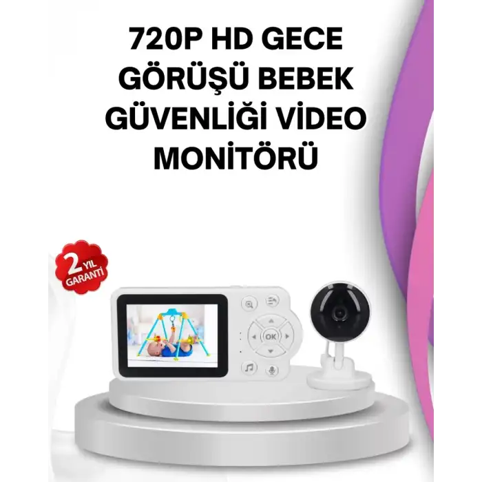 AsilTech Gece Görüşlü Bebek Kamerası Ninni ve Alarm Özellikli