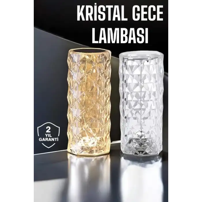 AsilTech Gece Lambası Kristal Lamba Dokunmatik Şarjlı Hediyelik