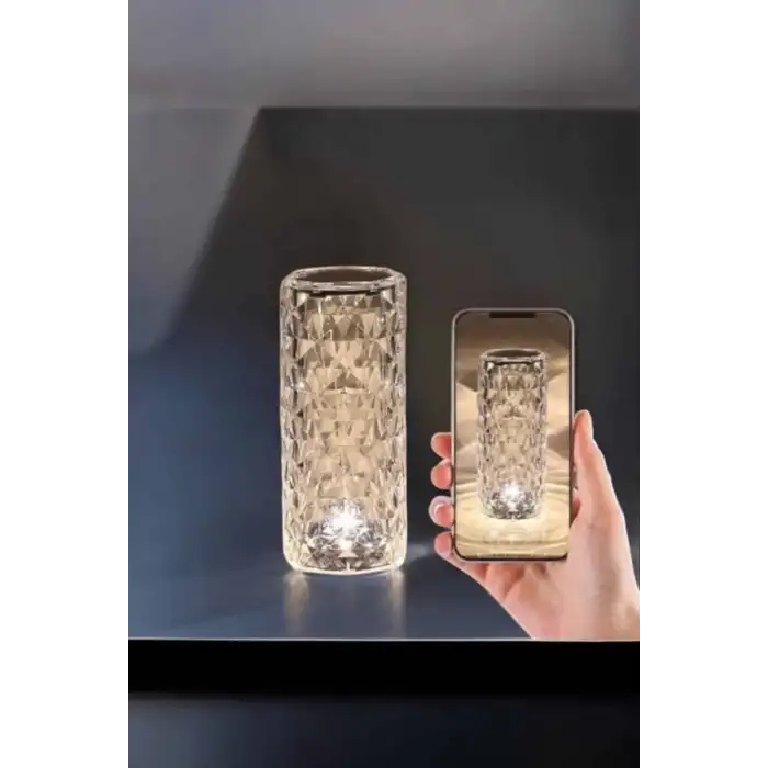 AsilTech Gece Lambası Kristal Lamba Dokunmatik Şarjlı Hediyelik