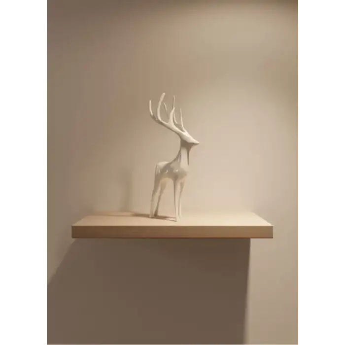 AsilTech Geyik Figürü Beyaz Modern Salon ve Raf Dekoru