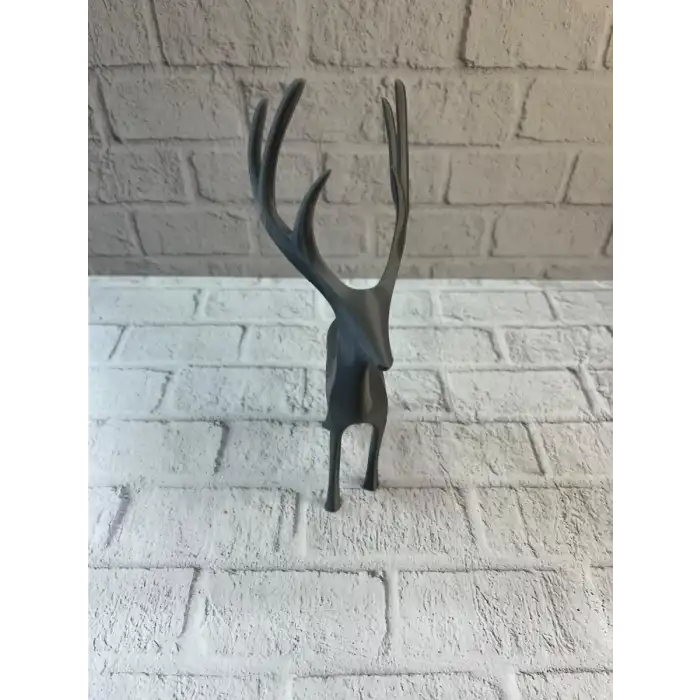 AsilTech Geyik Figürü Gri Modern Salon ve Raf Dekoru