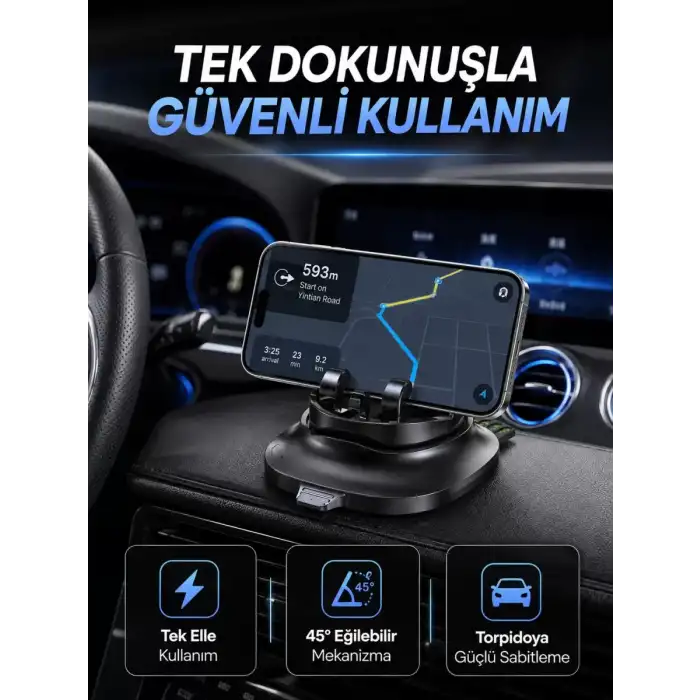 AsilTech Gizlenebilir Telefon Numaralı Araç İçi Telefon Tutucu Torpido Üstü Telefon Standı