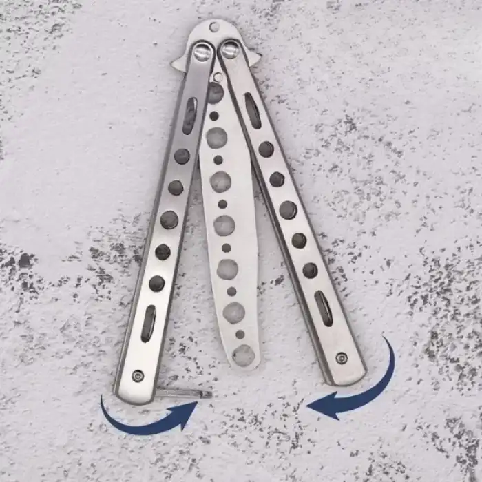 AsilTech Gri Katlanabilir Paslanmaz Çelik Kelebek Bıçak Tasarımlı Tarak