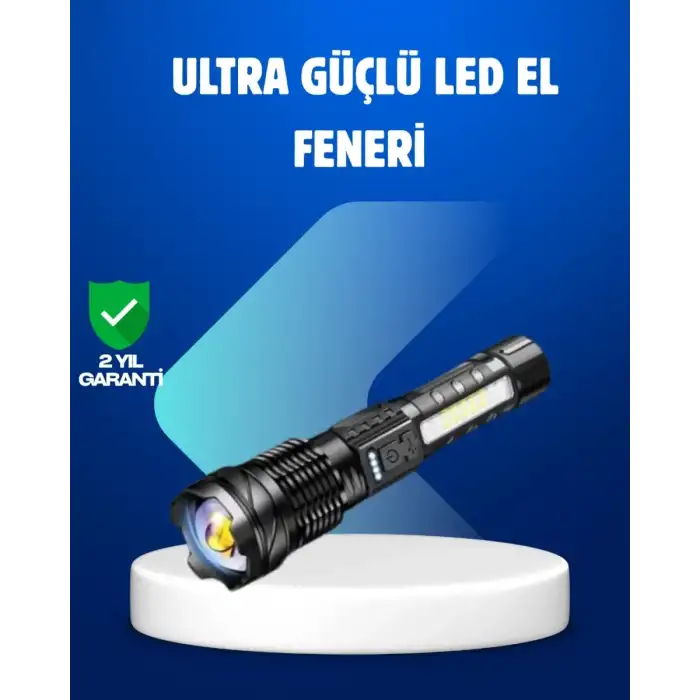 AsilTech Güçlü LED El Feneri Şarj Edilebilir Çok Modlu