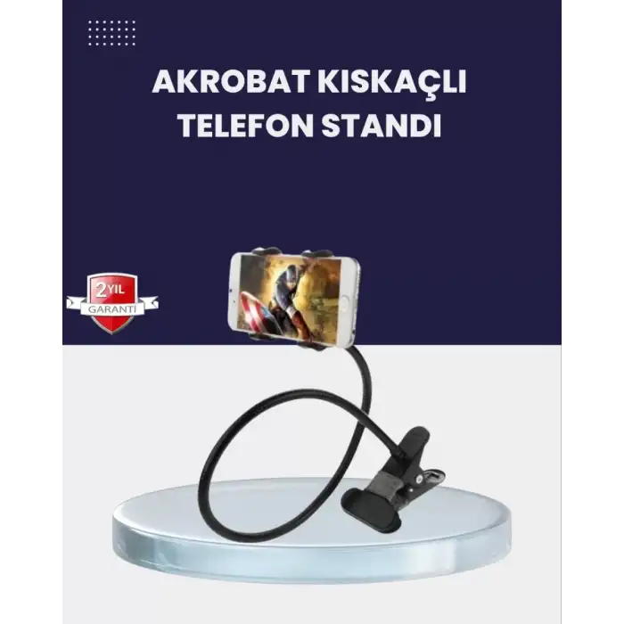 AsilTech Güçlü Mandallı Akrobat Telefon Tutucu Masa Araç Uyumlu