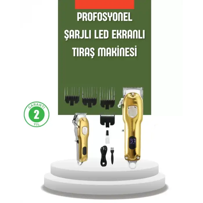 AsilTech Güçlü Motorlu LCD Ekranlı Şarjlı Tıraş ve Şekillendirme Makinesi