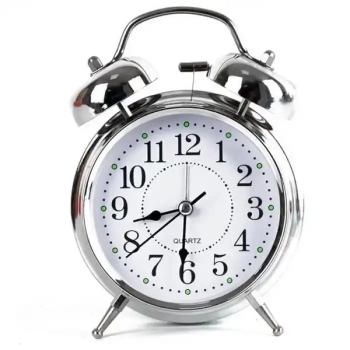 AsilTech Gümüş Renk Metal Çalar Masa Saati