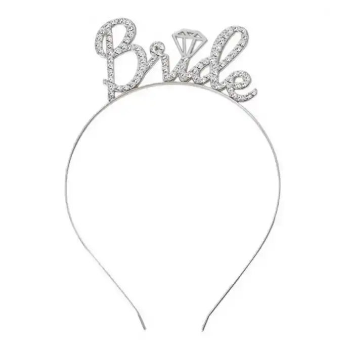 AsilTech Gümüş Renkli Taşlı “Bride” Gelin Tacı