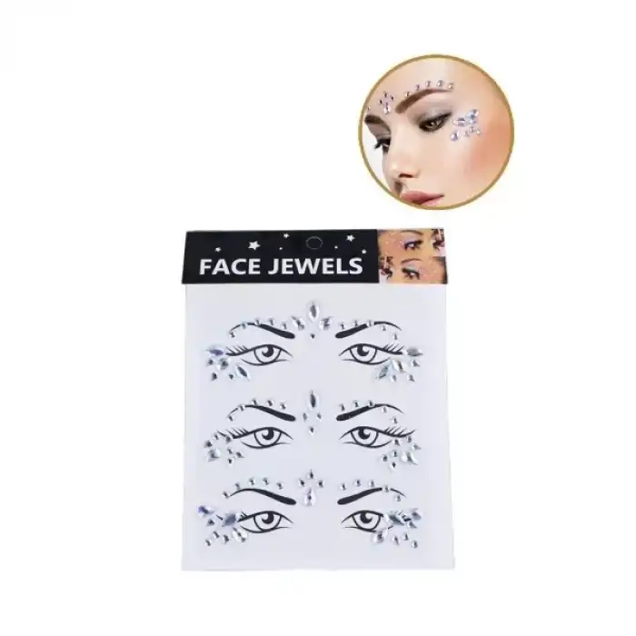 AsilTech Gümüş Taşlı Makyaj Yüz Süsü