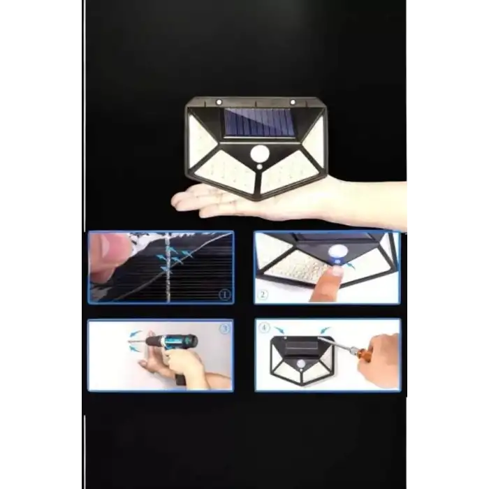 AsilTech Güneş Enerjili Bahçe Aydınlatma Lambası Solar 100 Led Lamba