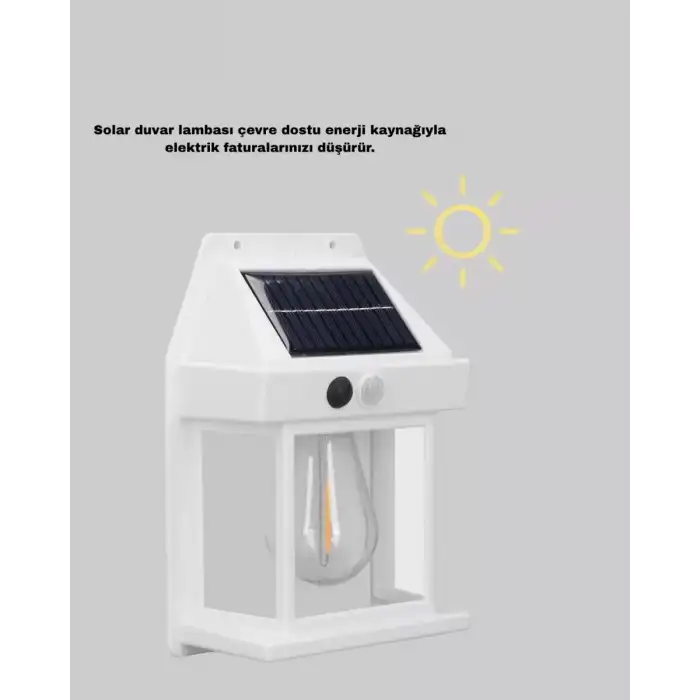 AsilTech Güneş Enerjili Dış Mekan Sensörlü Duvar Lambası IP65 Su Geçirmez