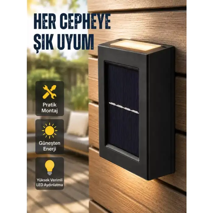 AsilTech Güneş Enerjili Su Geçirmez LED Duvar Lambası Yeni Nesil