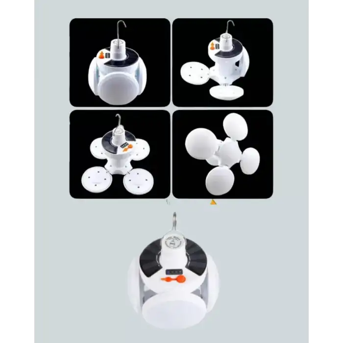 AsilTech Güneş Enerjili USB Şarj Edilebilir 5 Modlu Katlanabilir LED Kamp Işığı