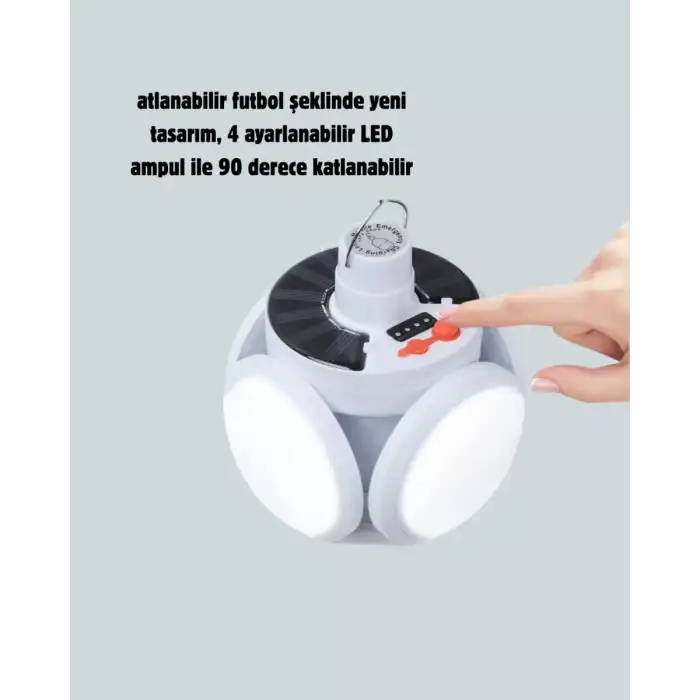 AsilTech Güneş Enerjili USB Şarj Edilebilir 5 Modlu Katlanabilir LED Kamp Işığı