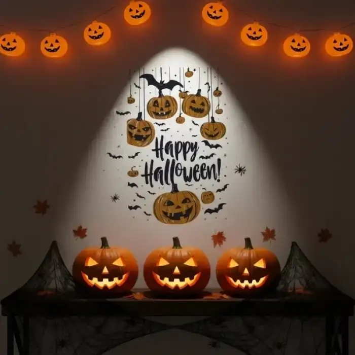 AsilTech Halloween Temalı Balkabaklı Duvar Sticker Seti