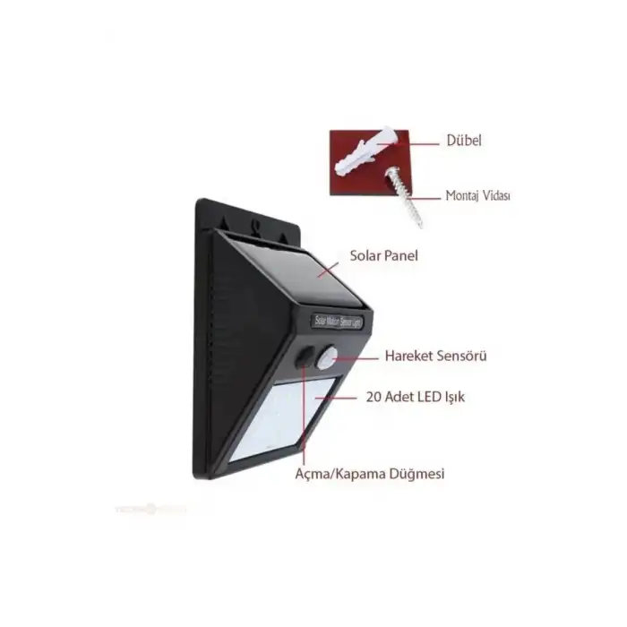 AsilTech Hareket Sensörlü Solar Dış Mekan Lambası
