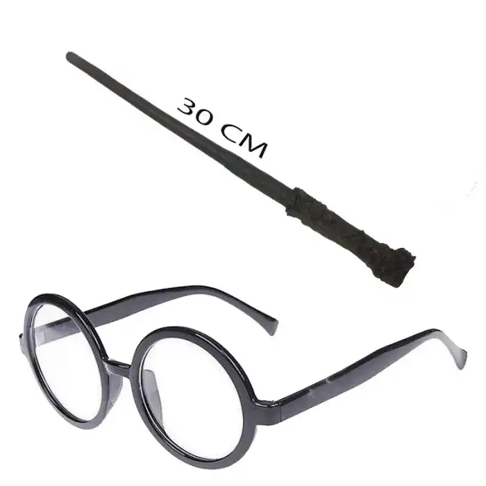 AsilTech Harry Potter Asası ve Siyah Çerçeveli Gözlük Seti