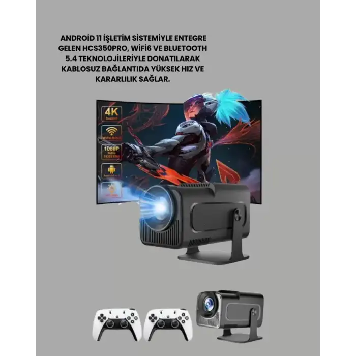 AsilTech HCS350pro Android 11 İşletim Sistemli Mini Projektör