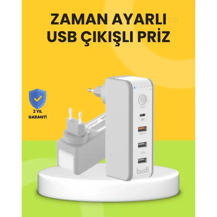 AsilTech Hızlı Şarj Destekli Zaman Ayarlı USB Şarj Adaptörü