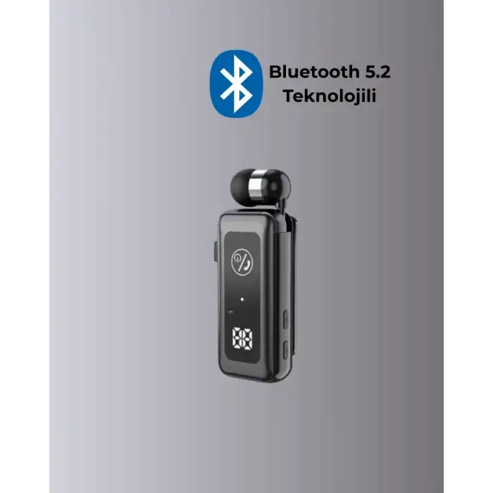 AsilTech İçi Sarılabilen Kablo ve Yaka Klipsli Bluetooth Kulaklık