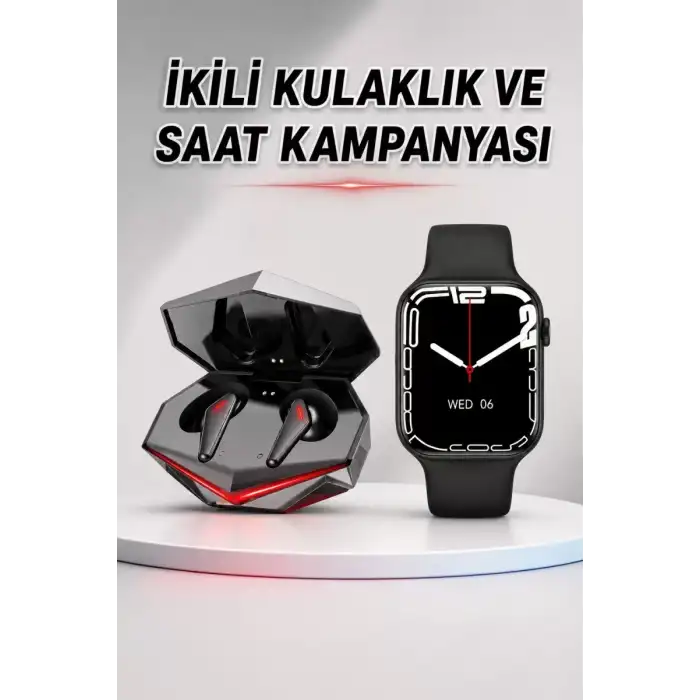 AsilTech İkili Set Dev Kampanya Ucuz Kulaklık Ucuz Akıllı Saat Gürültü Önleyici Uzun Pil Ömrü